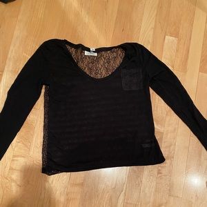black 2 sided long sleeve shirt